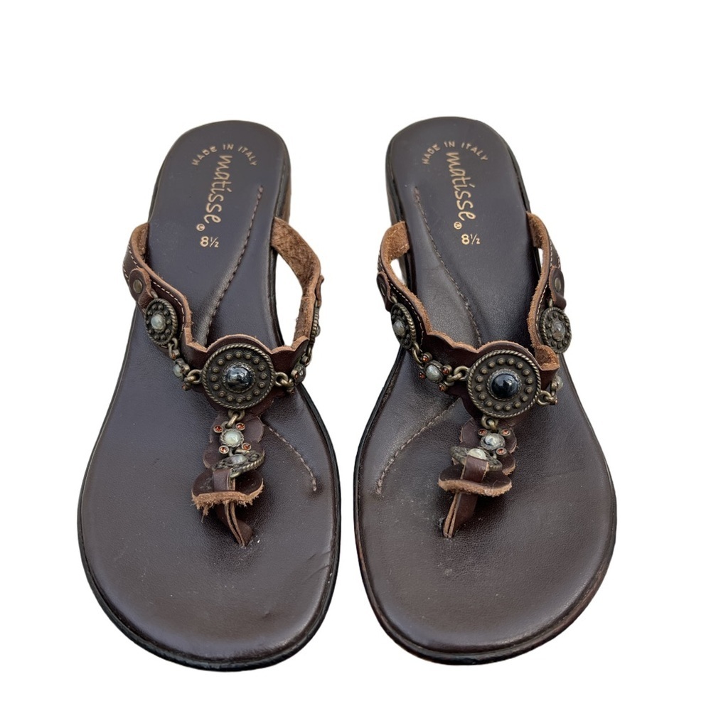 Matisse Women's Embellished Brown Wedge Sandals Size 8.5